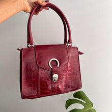 Load image into Gallery viewer, Burgundy red faux leather shoulder bag
