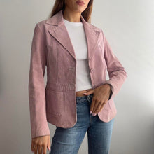 Load image into Gallery viewer, Pink suede leather blazer jacket size 12
