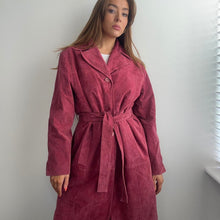 Load image into Gallery viewer, Pink suede leather trench coat size large
