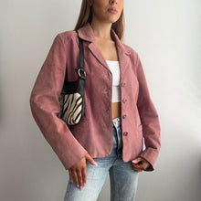 Load image into Gallery viewer, Pink suede leather blazer jacket size 14

