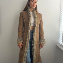 Load image into Gallery viewer, Brown afghan coat faux fur trim size 10
