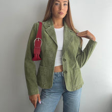 Load image into Gallery viewer, Green suede leather blazer jacket size 12
