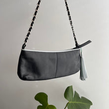 Load image into Gallery viewer, Black leather mini bag with tassel detail
