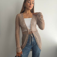 Load image into Gallery viewer, Beige crochet cardigan size S/M

