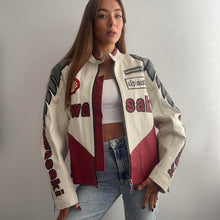 Load image into Gallery viewer, Kawasaki leather biker jacket size XS
