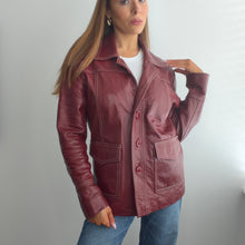 Load image into Gallery viewer, Vintage burgundy leather jacket size M

