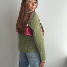 Load image into Gallery viewer, Green suede leather blazer jacket size 12
