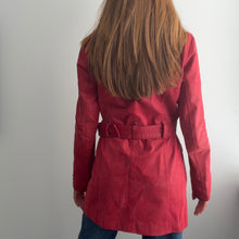 Load image into Gallery viewer, Red / pink genuine suede leather trench coat size 12
