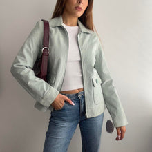 Load image into Gallery viewer, Mint suede leather zip up jacket size 10
