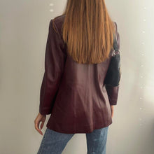 Load image into Gallery viewer, Burgundy leather blazer jacket size large
