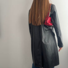 Load image into Gallery viewer, Black long faux leather jacket size 14
