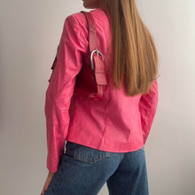 Load image into Gallery viewer, Pink snake print leather jacket size 14
