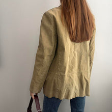 Load image into Gallery viewer, Khaki suede leather blazer jacket size large
