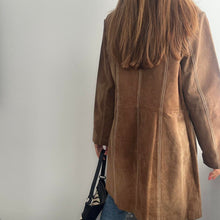 Load image into Gallery viewer, Long suede leather blazer jacket size large
