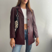 Load image into Gallery viewer, Burgundy leather blazer jacket size large
