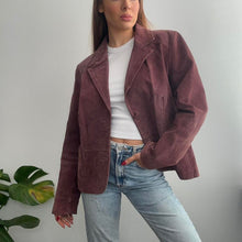 Load image into Gallery viewer, Burgundy suede leather jacket size large
