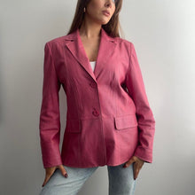 Load image into Gallery viewer, Hot pink leather blazer jacket size 14
