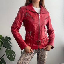 Load image into Gallery viewer, Vintage red leather jacket size small
