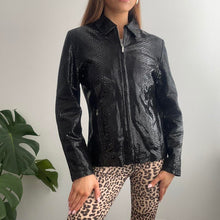 Load image into Gallery viewer, Black croc pattern leather jacket size M
