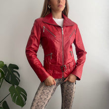 Load image into Gallery viewer, Vintage red leather jacket size small
