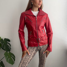 Load image into Gallery viewer, Vintage red leather jacket size small
