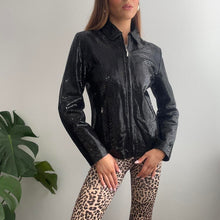 Load image into Gallery viewer, Black croc pattern leather jacket size M
