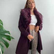 Load image into Gallery viewer, Purple faux fur collar coat size medium
